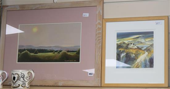 Gillian McDonald, Highland Croft I, signed, titled and numbered 285/850 and a landscape by Elizabeth Watson,